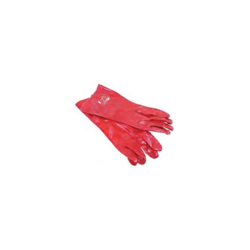 Γάντια PVC κόκκινα 35cm εσωτερική βαμβακερή επένδυση