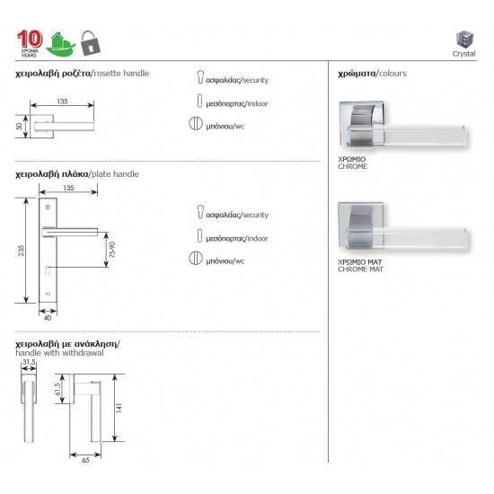 Πόμολο πόρτας -ζεύγος   Νο 2196 ZOGOMETAL+ ΔΩΡΟ 2 ΚΑΤΣΑΒΙΔΙΑ