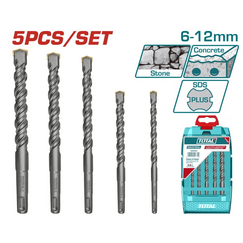 TOTAL ΣΕΤ ΤΡΥΠΑΝΙΑ SDS - PLUS 5ΤΕΜ (TAC190501)