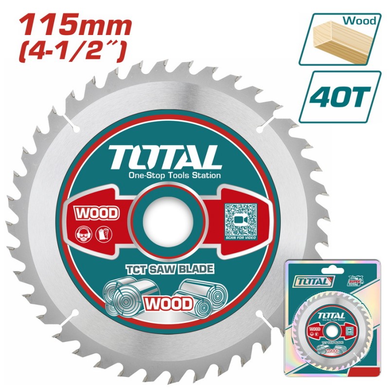 TOTAL ΕΠΑΓΓΕΛΜΑΤΙΚΟΣ ΔΙΣΚΟΣ ΚΟΠΗΣ ΞΥΛΟΥ 115mm ΚΑΤΑΛΛΗΛΟΣ ΓΙΑ ΓΩΝΙΑΚΟ ΛΕΙΑΝΤΗΡΑ (TAC231255)
