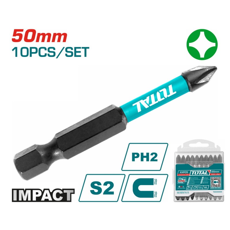 TOTAL ΜΥΤΕΣ ΜΑΓΝΗΤΙΚΕΣ ΜΑΥΡΕΣ ΡH2 50mm 10ΤΕΜ (TACIM16PH223)