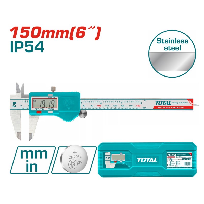 TOTAL ΠΑΧΥΜΕΤΡΟ ΙΝΟΧ ΨΗΦΙΑΚΟ 150mm (TMT321506)