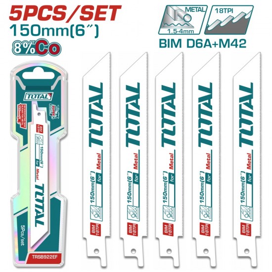TOTAL ΛΑΜΑ ΣΠΑΘΟΣΕΓΑΣ ΜΕΤΑΛΛΟΥ 150mm 5ΤΕΜ (TRSB922EF)