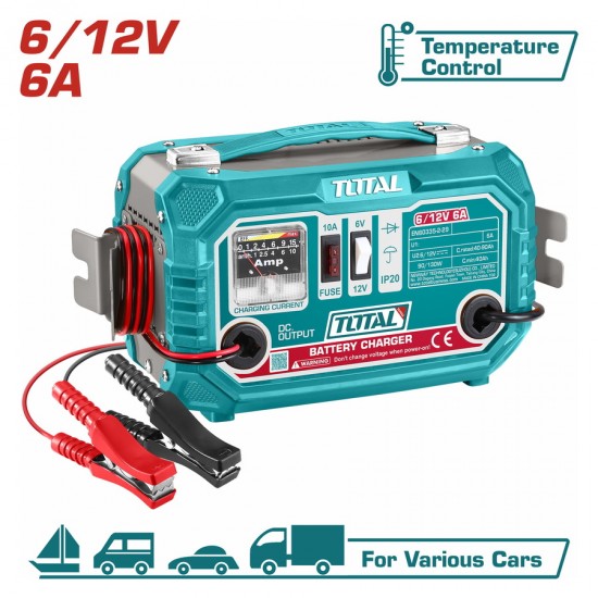 TOTAL ΦΟΡΤΙΣΤΗΣ ΜΠΑΤΑΡΙΩΝ 6/12V / 6A / 40-90Ah (TBC1501)