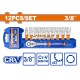 WADFOW ΣΕΤ ΚΑΡΥΔΑΚΙΑ ΜΕ ΚΑΣΤΑΝΙΑ 3/8" 12ΤΕΜ (WST3212)
