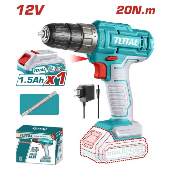 TOTAL ΔΡΑΠΑΝΟΚΑΤΣΑΒΙΔΟ ΜΠΑΤ. Li-ion 12V / 1.5Ah / 20Nm / 1 ΜΠΑΤ (TDLI1218)