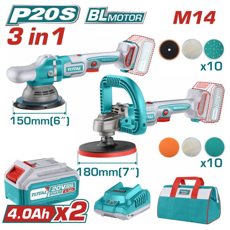TOTAL ΕΠΑΓΓ. ΣΕΤ ΓΩΝΙΑΚΩΝ ΑΛΟΙΦΑΔΟΡΩΝ ΜΠΑΤ. Li-ion 20V (TOSLI241191E)