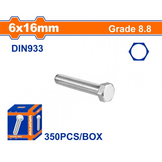 WADFOW ΒΙΔΑ ΕΞΑΓΩΝΗ ΓΑΛΒ. 8.8 DIN933 6X16 350TEM (WXSP513A)