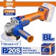 WADFOW ΓΩΝΙΑΚΟΣ ΤΡΟΧΟΣ 115mm ΜΠΑΤ. Li-ion 20V ΧΩΡΙΣ ΜΠΑΤΑΡΙΑ & ΦΟΡΤΙΣΤΗ (WLAPB520)