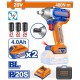 WADFOW ΜΠΟΥΛΟΝΟΚΛΕΙΔΟ ΜΠΑΤ. Li-ion 20V / 480Nm / 4Ah / 2 ΜΠΑΤ BL Motor (WCD1B483E)