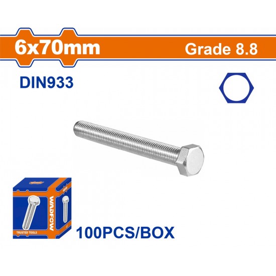 WADFOW ΒΙΔΑ ΕΞΑΓΩΝΗ ΓΑΛΒ. 8.8 DIN933 6X70 100TEM (WXSP51DA)