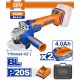 WADFOW ΣΕΤ ΓΩΝΙΑΚΟΣ ΤΡΟΧΟΣ 115mm ΜΠΑΤ. Li-ion 20V / 950W / 4Ah / 2 ΜΠΑΤ BL Motor (WLAP5322E)