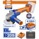 WADFOW ΣΕΤ ΓΩΝΙΑΚΟΣ ΤΡΟΧΟΣ 115mm ΜΠΑΤ. Li-ion 20V / 1150W / 4Ah / 2 ΜΠΑΤ BL Motor (WLAPB522E)