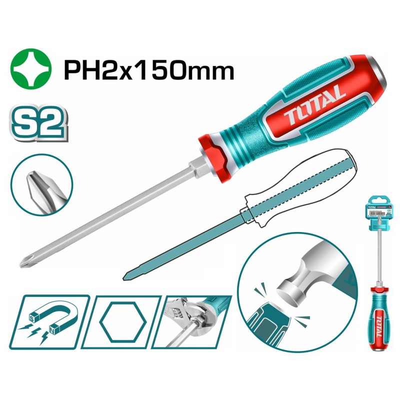 TOTAL ΕΠΑΓΓ. ΚΑΤΣΑΒΙΔΙ ΜΑΓΝ. ΧΤΥΠΗΤΟ ΣΤΑΥΡΟΥ PH2 X 150mm (TGTPH2150)