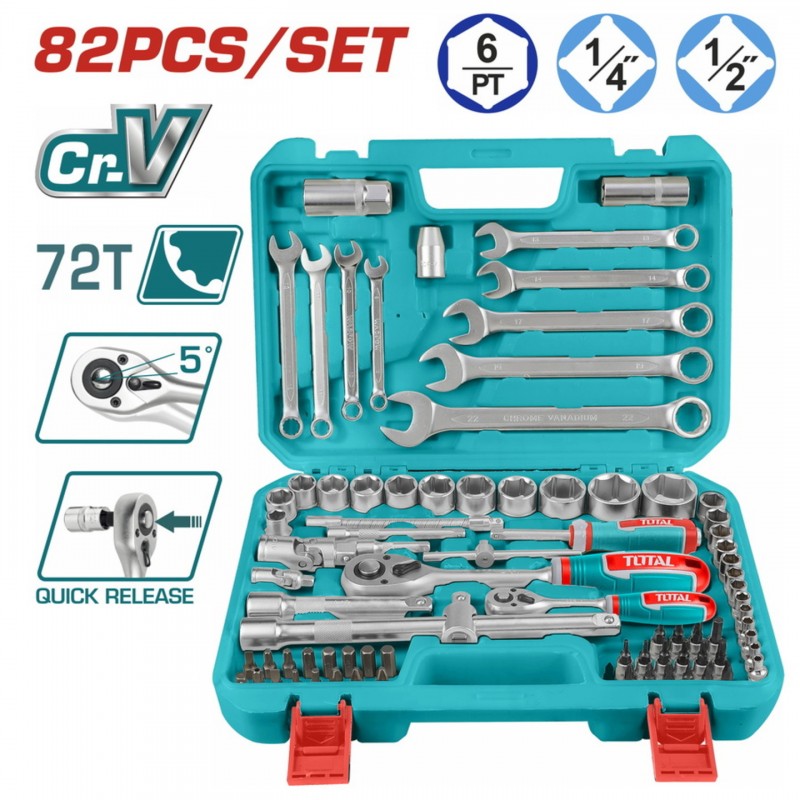TOTAL ΕΠΑΓΓ. ΚΑΣΕΤΙΝΑ ΚΑΡΥΔΑΚΙΑ 1/4" & 1/2" 82ΤΕΜ (THT421802)