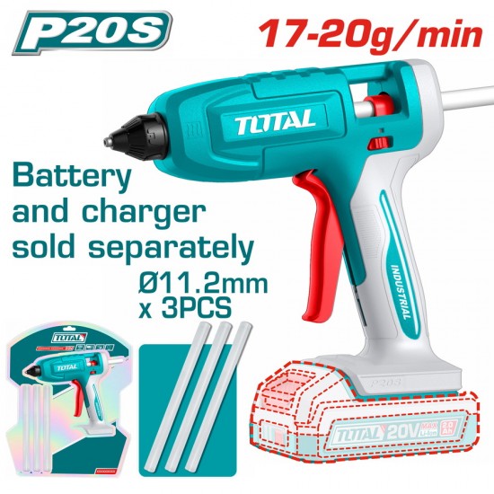 TOTAL ΠΙΣΤΟΛΙ ΚΟΛΑΣ ΜΠΑΤ. Li-ion 20V ΧΩΡΙΣ ΜΠΑΤΑΡΙΑ & ΦΟΡΤΙΣΤΗ (TGGLI2003)