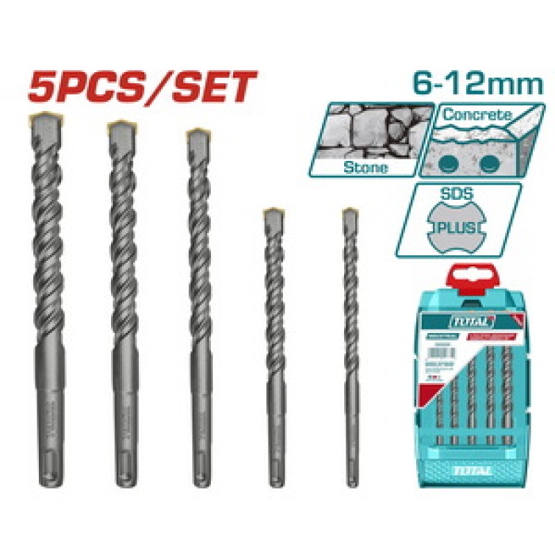 TOTAL ΣΕΤ ΤΡΥΠΑΝΙΑ SDS - PLUS 5ΤΕΜ (TAC190501)