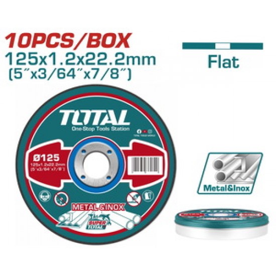 TOTAL ΔΙΣΚΟΣ ΚΟΠΗΣ ΙΝΟΧ - ΜΕΤΑΛΛΟΥ ΙΣΙΟΣ 125 Χ 1.2mm ΣΕ ΜΕΤΑΛΛΙΚΟ ΚΟΥΤΑΚΙ (TAC2211255)