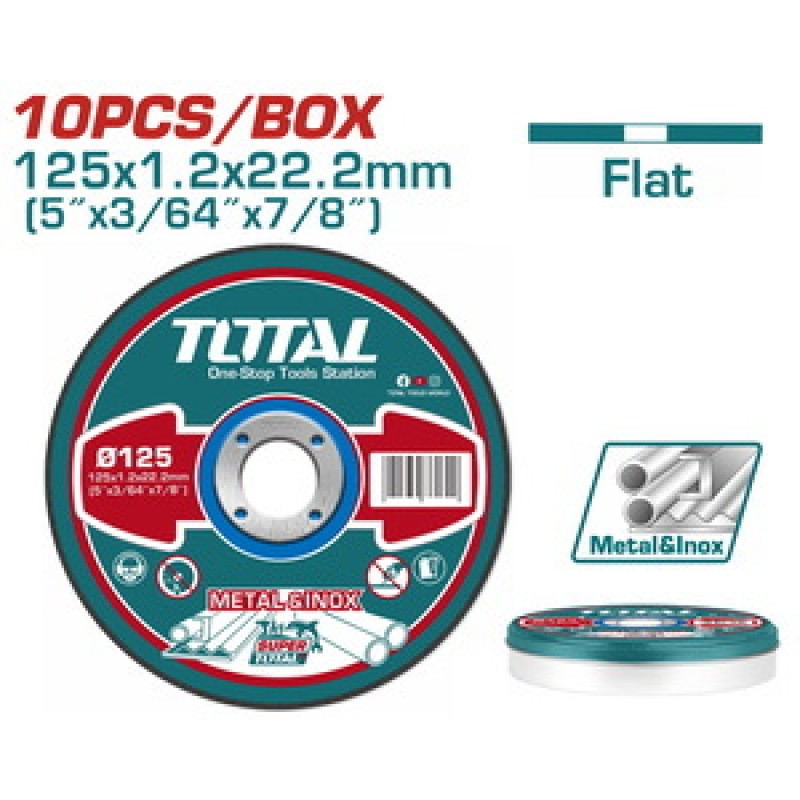 TOTAL ΔΙΣΚΟΣ ΚΟΠΗΣ ΙΝΟΧ - ΜΕΤΑΛΛΟΥ ΙΣΙΟΣ 125 Χ 1.2mm ΣΕ ΜΕΤΑΛΛΙΚΟ ΚΟΥΤΑΚΙ (TAC2211255)