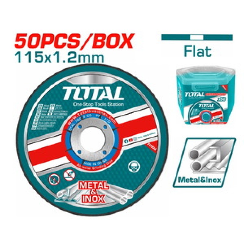 TOTAL ΔΙΣΚΟΣ ΚΟΠΗΣ ΙΝΟΧ - ΜΕΤΑΛΛΟΥ 115 Χ 1.2mm ΣΕ ΠΛΑΣΤΙΚΟ ΚΟΥΤΑΚΙ 50ΤΕΜ (TAC22111550)