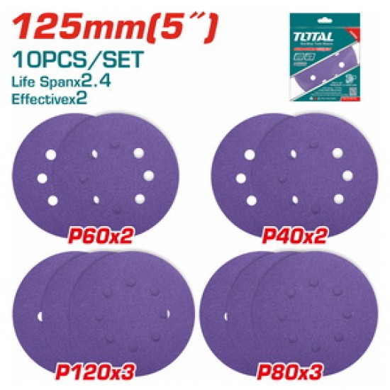 TOTAL ΣΕΤ ΓΥΑΛΟΧΑΡΤΑ 125mm 10ΤΕΜ ΓΙΑ TROSLI2001 / TROSLI2002 / TF2031256 / TF2131256 (TAC73125101)