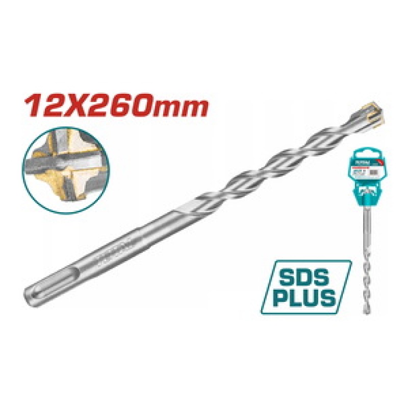 TOTAL ΔΙΑΜΑΝΤΟΤΡΥΠΑΝΟ SDS-PLUS ΤΕΤΡΑΚΟΠΟ S4L 12 X 260mm (TAC311203C)