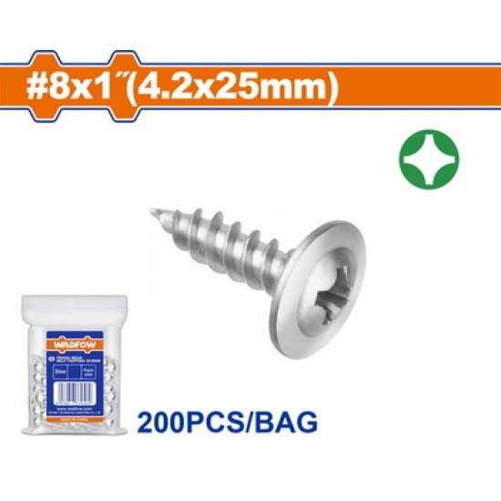 WADFOW ΛΑΜΑΡΙΝΟΒΙΔΑ ΦΑΡΔΥ ΚΕΦΑΛΙ WAFFER 8 Χ 1" / 4.2 X 25mm 200TEM (WXS7913)