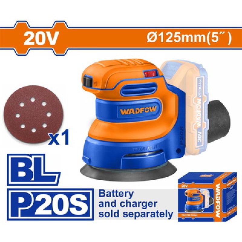 WADFOW ΕΚΚΕΝΤΡΟ ΤΡΙΒΕΙΟ 125mm ΜΠΑΤ. Li-ion 20V ΧΩΡΙΣ ΜΠΑΤΑΡΙΑ & ΦΟΡΤΙΣΤΗ (WRAP5030)