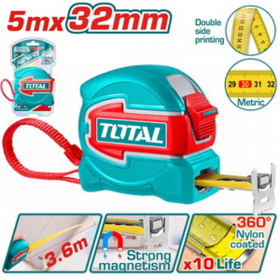 TOTAL ΕΠΑΓΓ. ΜΕΤΡΟΤΑΙΝΙΑ 5m X 32mm ΜΕΤΡΙΚΟ (TMT80532M)