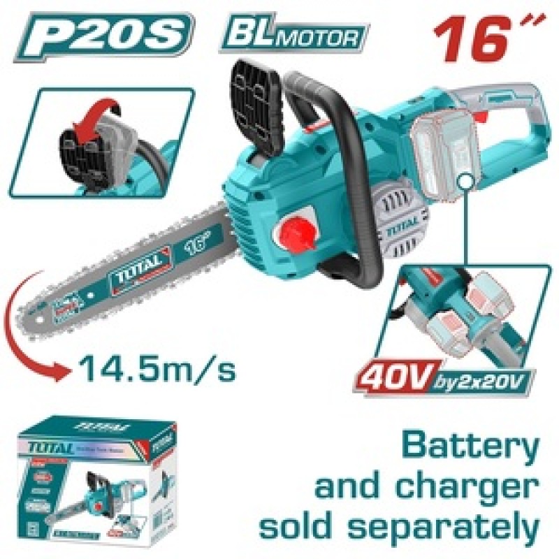 TOTAL ΕΠΑΓΓ. ΑΛΥΣΟΠΡΙΟΝΟ 16" / 40cm ΜΠΑΤ. Li-ion 40V ΧΩΡΙΣ ΜΠΑΤΑΡΙΑ & ΦΟΡΤΙΣΤΗ (TGSLI40168)