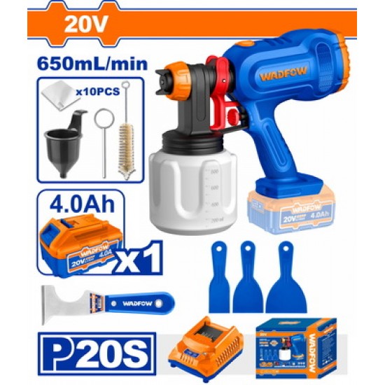 WADFOW ΣΕΤ ΠΙΣΤΟΛΙ ΒΑΦΗΣ ΜΠΑΤ. Li-ion 20V / 4Ah / 1 ΜΠΑΤ (WSU30668E)