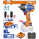 WADFOW ΜΠΟΥΛΟΝΟΚΛΕΙΔΟ ΜΠΑΤ. Li-ion 20V / 780Nm / 4Ah / 2 ΜΠΑΤ BL Motor (WCD1B78E)
