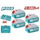 TOTAL ΕΠΑΓΓ. ΣΕΤ 4τεμ ΜΠΑΤ. TFBLI2053 Li-ion 20V / 5Ah + 1τεμ ΤΑΧΥΦΟΡΤΙΣΤΗΣ TFCLI2082 (TFBCLI20285E)