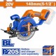 WADFOW ΔΙΣΚΟΠΡΙΟΝΟ ΜΠΑΤ. Li-ion 20V / 140mm ΧΩΡΙΣ ΜΠΑΤΑΡΙΑ & ΦΟΡΤΙΣΤΗ (WLWP5630)