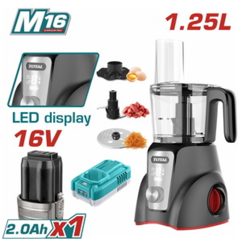 TOTAL ΜΠΛΕΝΤΕΡ - ΠΟΛΥΚΟΠΤΗΣ Multi ΜΠΑΤ.  Li-ion 16V / 1.25Lit / 2Ah / 1 ΜΠΑΤ (TMG027K)