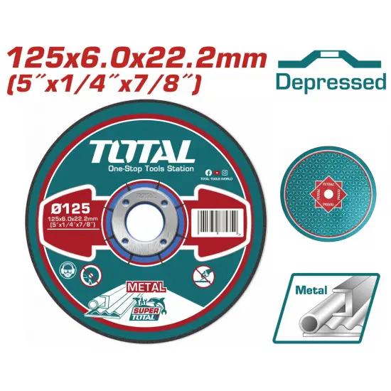 TOTAL ΔΙΣΚΟΣ ΛΕΙΑΝΣΕΩΣ ΜΕΤΑΛΛΟΥ Φ - 125 Χ 6mm (TAC2231251)