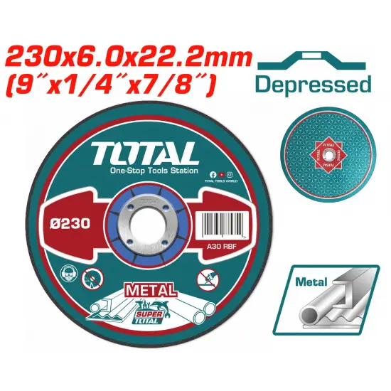 TOTAL ΔΙΣΚΟΣ ΛΕΙΑΝΣΕΩΣ ΜΕΤΑΛΛΟΥ Φ - 230 Χ 6mm (TAC2232301)
