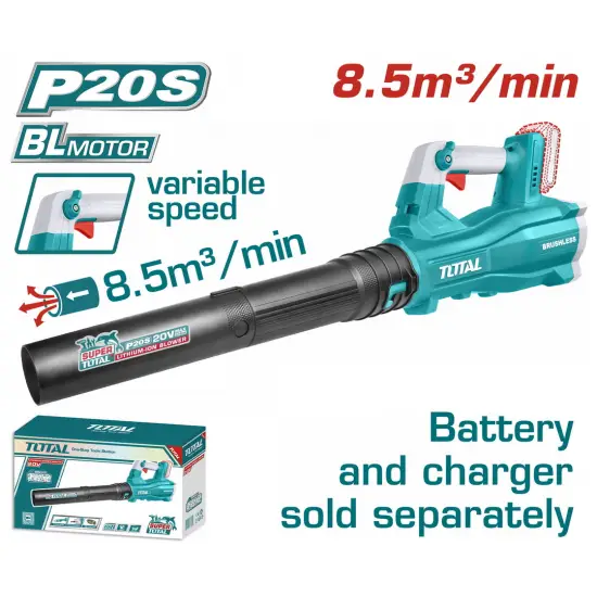 TOTAL ΕΠΑΓΓ. ΦΥΣΗΤΗΡΑΣ ΚΗΠΟΥ ΜΠΑΤ. Li-ion 20V ΧΩΡΙΣ ΜΠΑΤΑΡΙΑ & ΦΟΡΤΙΣΤΗ BL Motor (TABLI20428)