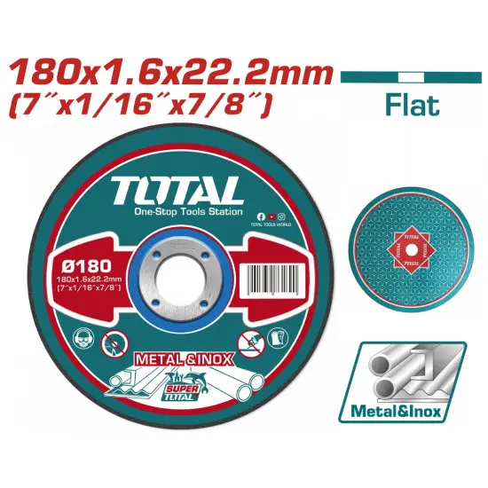 TOTAL ΔΙΣΚΟΣ ΚΟΠΗΣ ΙΣΙΟΣ ΙΝΟΧ / ΜΕΤΑΛΛΟΥ 180 Χ 1.6mm (TAC2161801)