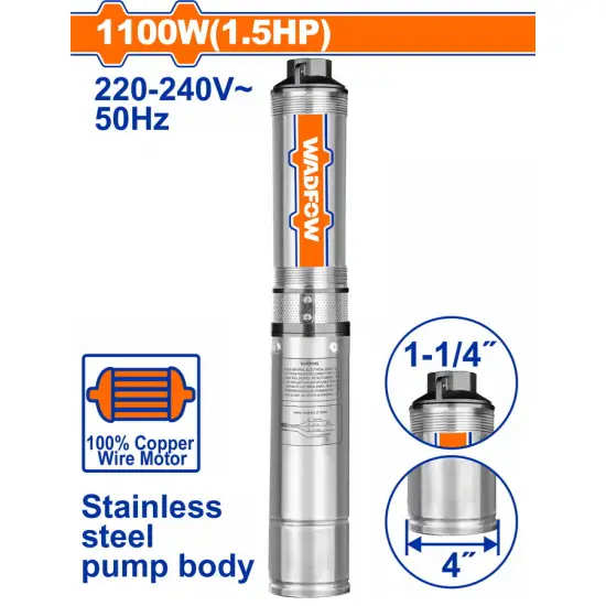 WADFOW ΥΠΟΒΡΥΧΙΑ ΑΝΤΛΙΑ ΠΗΓΑΔΙΩΝ ΙΝΟΧ 4" / 1.100W / 1.5ΗΡ (WWPDA04)