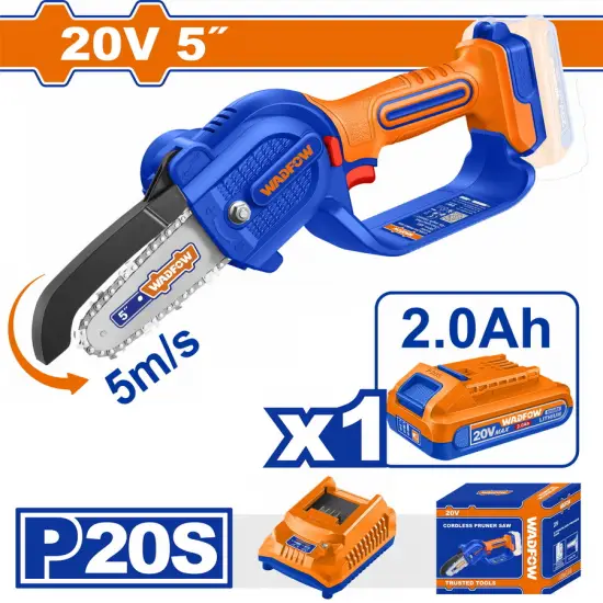 WADFOW ΣΕΤ ΑΛΥΣΟΠΡΙΟΝΟ ΚΛΑΔΕΥΤΙΚΟ ΜΠΑΤ. Li-ion 20V / 5" / 2Ah / 1 ΜΠΑΤ (WCLP556E)