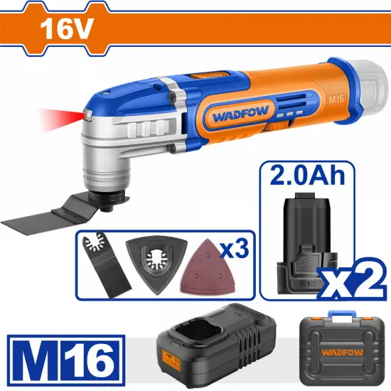 WADFOW ΠΟΛΥΕΡΓΑΛΕΙΟ ΜΠΑΤ. Li-ion 16V / 2Ah / 2 ΜΠΑΤ (WMUM5012E)