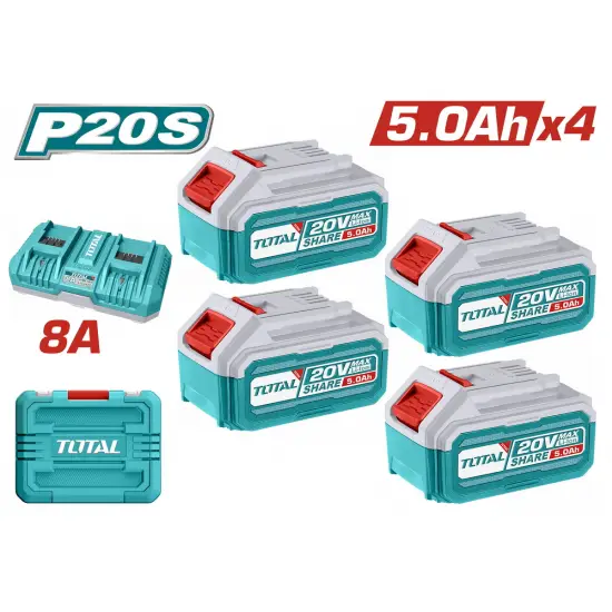 TOTAL ΕΠΑΓΓ. ΣΕΤ 4τεμ ΜΠΑΤ. TFBLI2053 Li-ion 20V / 5Ah + 1τεμ ΤΑΧΥΦΟΡΤΙΣΤΗΣ TFCLI2082 (TFBCLI20285E)