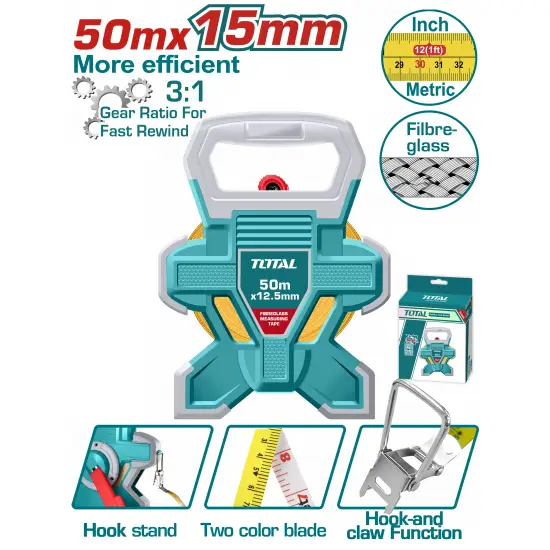 TOTAL ΕΠΑΓΓ. ΜΕΤΡΟΤΑΙΝΙΑ 50m Fibreglass (TMTF18506)
