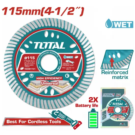 TOTAL ΕΠΑΓΓ. ΔΙΑΜ/ΣΚΟΣ ΥΓΡΑΣ ΚΟΠΗΣ 115 Χ 22.2mm Χ 1.6mm ΛΕΠΤΟΣ (TAC061151)