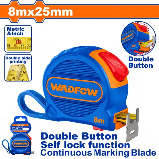 WADFOW ΜΕΤΡΟΤΑΙΝΙΑ 8m X 25mm ΜΕΤΡΙΚΟ & ΙΝΤΣΑ (WMT2240)