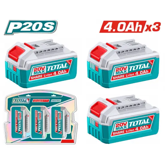 TOTAL ΕΠΑΓΓ. ΣΕΤ 3τεμ ΜΠΑΤ. TFBLI2002 Li-ion 20V / 4Ah (TOSLI251296E)