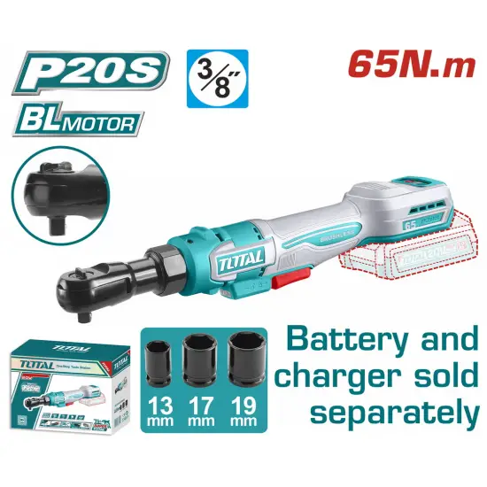 TOTAL ΕΠΑΓΓ. ΚΑΣΤΑΝΙΑ 3/8" / 65Nm ΜΠΑΤ. Li-ion 20V ΧΩΡΙΣ ΜΠΑΤΑΡΙΑ & ΦΟΡΤΙΣΤΗ (TDRLI206521)