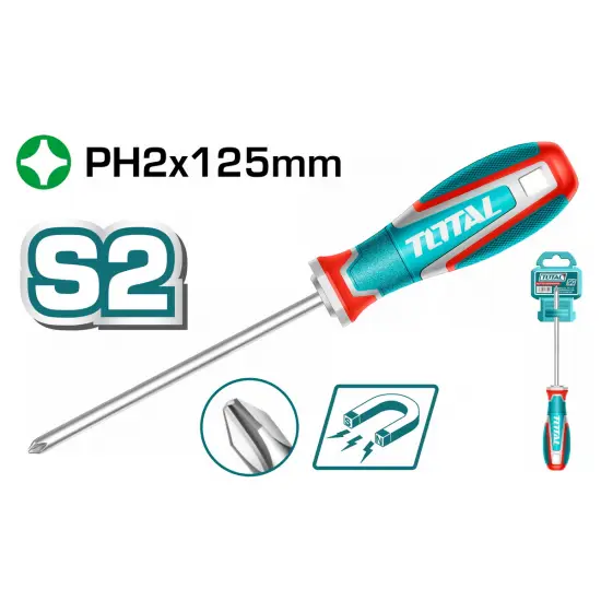 TOTAL ΕΠΑΓΓ. ΚΑΤΣΑΒΙΔΙ ΜΑΓΝΗΤΙΚΟ ΣΤΑΥΡΟΥ PH2Χ125mm (TSDPH2125)