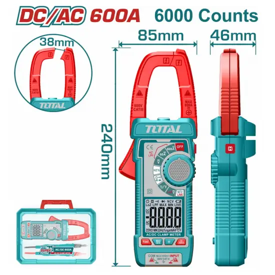 TOTAL ΕΠΑΓΓ. ΑΜΠΕΡΟΤΣΙΜΠΙΔΑ ΨΗΦΙΑΚΗ 600Α AC/DC True RMS (TMT766002)